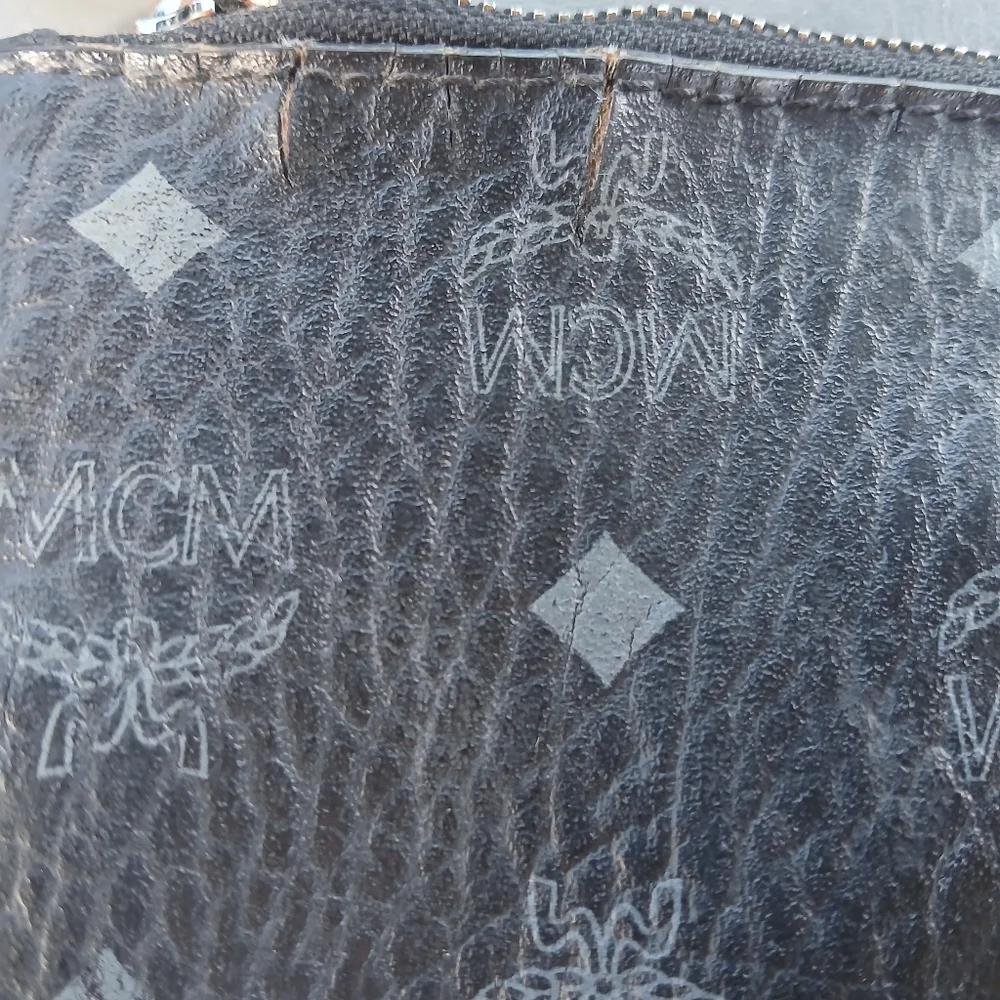 MCM Black Monogram Viseto Medium Top Zip